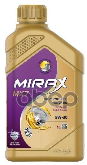 MIRAX Масло Моторное Синтетическое Mirax Mx7 Sae 5W-30 Acea A3/B4 Api Sl/Cf 1Л