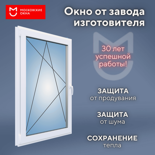 Изображение товара Пластиковое ПВХ окно 1400х800 мм (ВхШ) REHAU BLITZ поворотно-откидное левое, 2-камерный стеклопакет, 3-камерный профиль