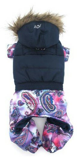 Комбинезон JOY теплый с мехом для собак Синий, S