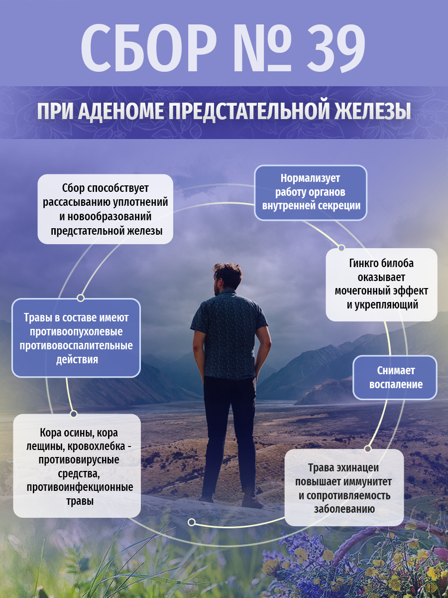 Картинки Травяной сбор Травы Кавказа №39, для лечения аденомы предстательной железы