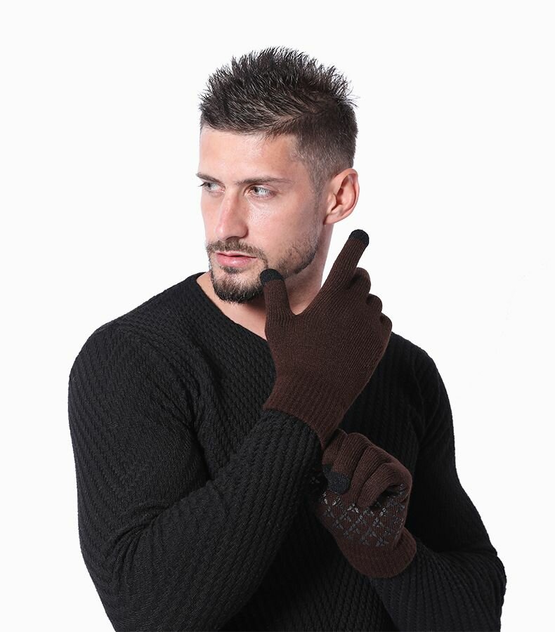 Перчатки  Базовая коллекция для мужчин, размер 9, коричневый — фото 1