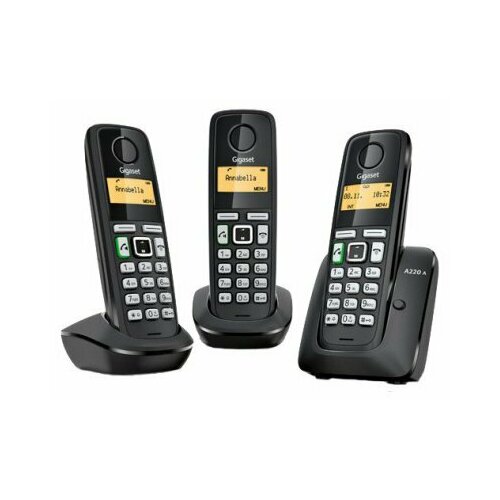 Радиотелефон Siemens Gigaset A220TRIO ( 3 радиотрубки в комплекте) black черный