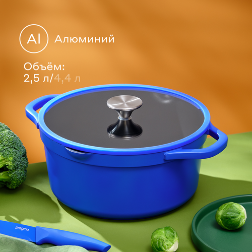 Кастрюля из алюминия Pragma Gluvig 25 л с антипригарным покрытием крышка в комплекте индукция 2214₽