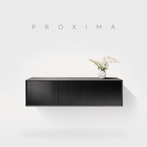 Изображение товара Тумба под ТВ MetalDesign, Proxima MD 7150, 144х40х40 см, черный - черный рифленое стекло