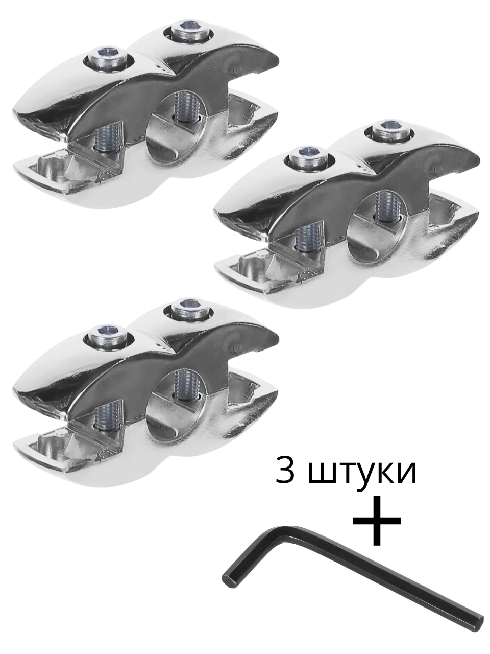 JOK-55 (R-7A) двусторонний держатель панели и стекла к трубе джокер 25мм + ключ 3шт