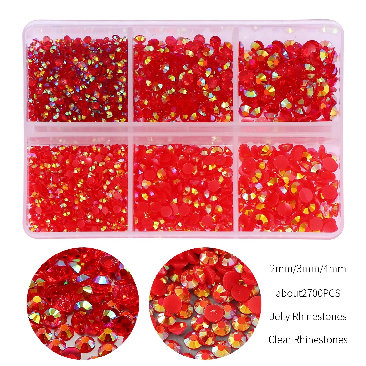 Стразы красные Jelly Rhinestones 2700шт