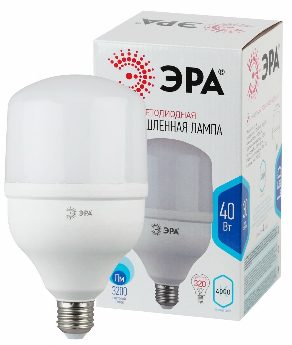 ЭРА Лампа светодиодная E27 40Вт ЭРА LED POWER T120-40W-4000-E27