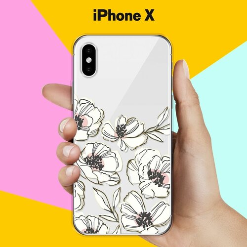 Силиконовый чехол Цветы на Apple iPhone X силиконовый чехол цветы розовые на apple iphone x