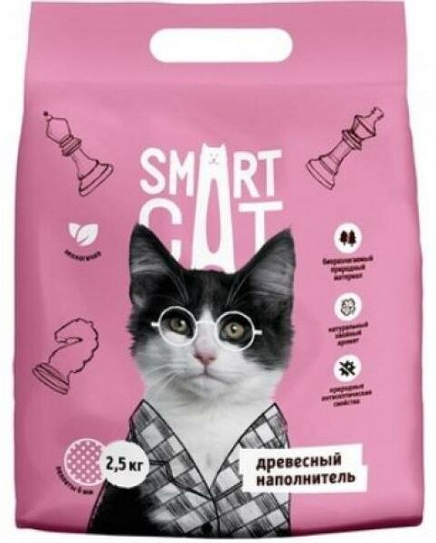 Smart Cat Наполнитель для кошек, древесный, 2.5 кг - фотография № 2