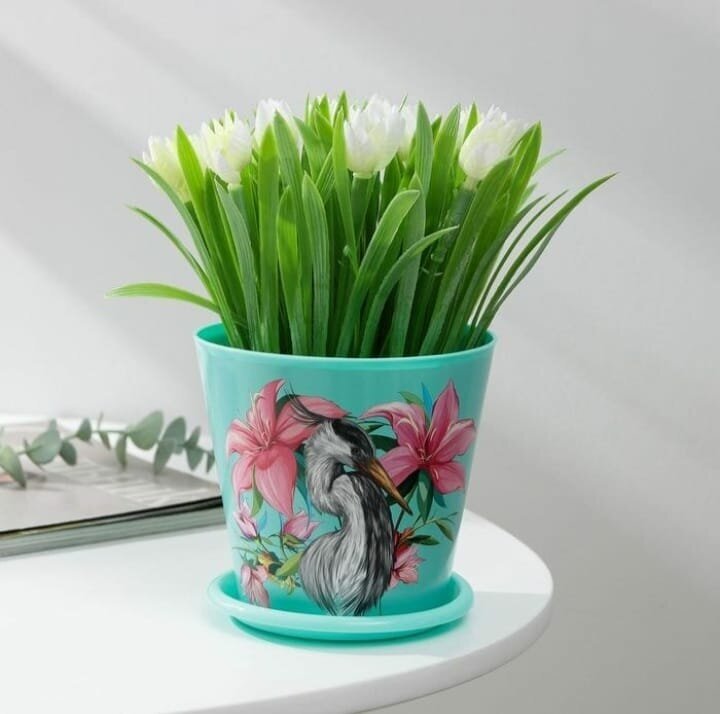 фото Горшок для цветов Доляна «Арама», 800 мл, цвет зелёный