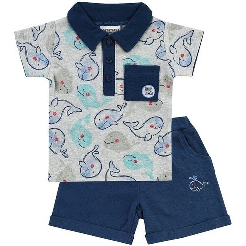 фото Комплект одежды jacky для мальчиков, кофта и брюки, повседневный стиль, размер 74, синий