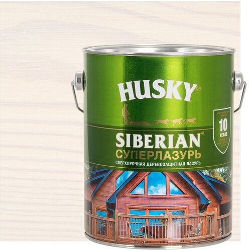 Лазурь для дерева Husky Siberian Суперлазурь цвет белый 2.7 л краска фасадная husky 2 5 л цвет белый