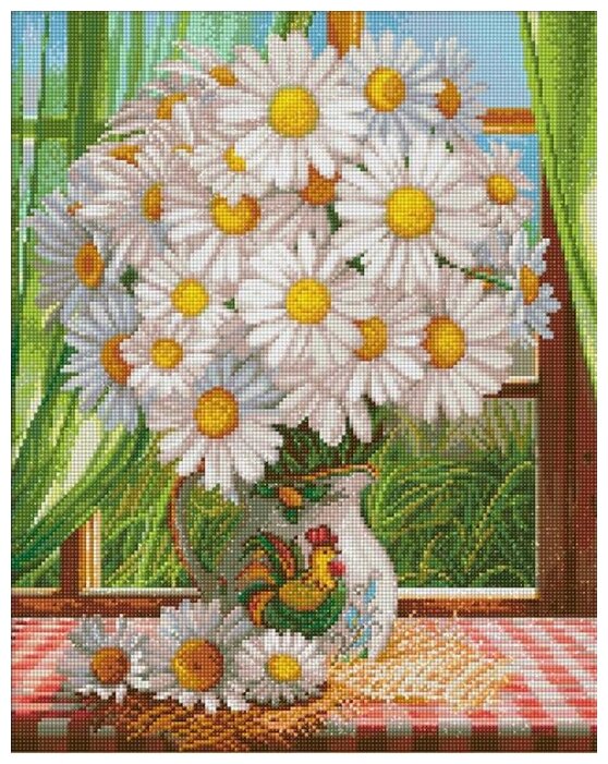 Алмазная вышивка Алмазная Живопись «Ромашки у окна» 50x40 см