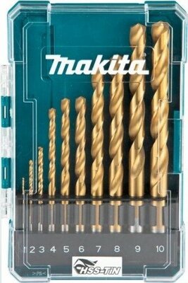 Набор сверл по металлу MAKITA D-72849 hss-tin economy, 10 шт. (1-10 мм)