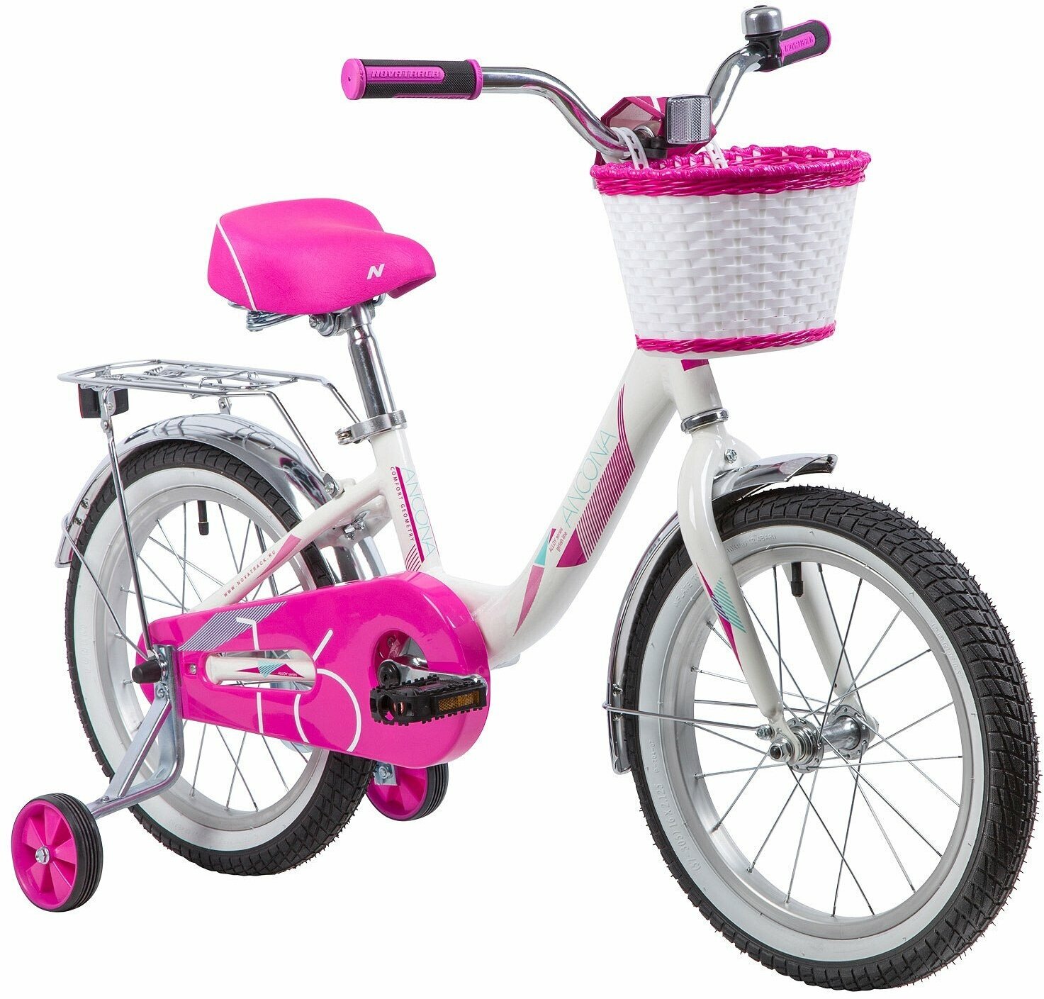 Велосипед Novatrack Ancona городской рам.:11" кол.:16" розовый/бирюзовый 11кг (167AANCONA.PN9) - фото №9