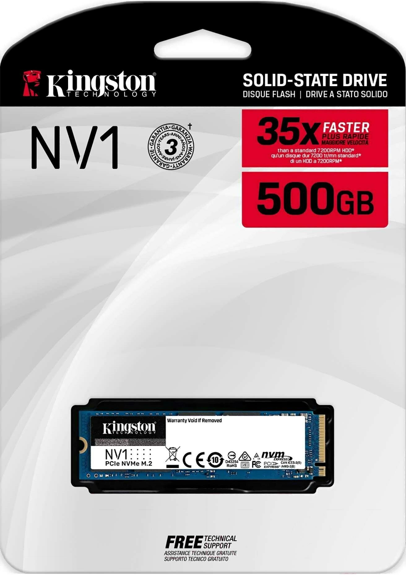 Твердотельный накопитель Kingston NV2 500 ГБ M2 SNV2S/500G