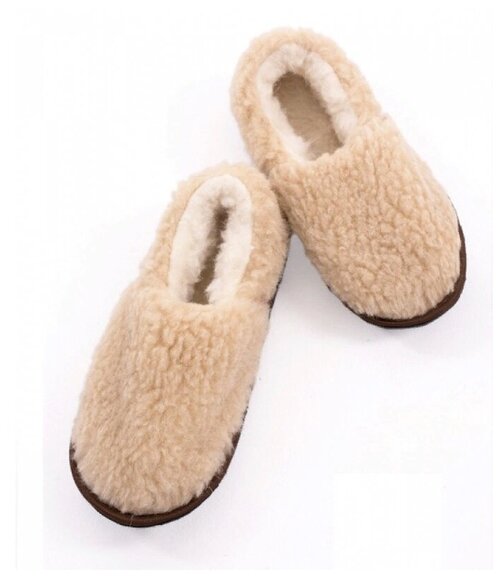 Тапочки Wool Lamb, размер 42-43, бежевый, белый