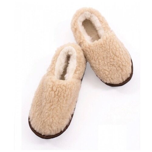 тапочки wool lamb размер 42 43 белый бежевый Тапочки Wool Lamb, размер 42-43, бежевый, белый