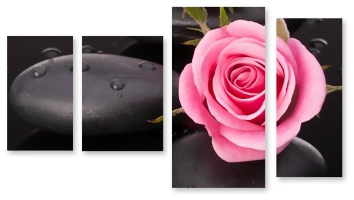 Модульная картина на холсте "Розовая роза" 90x53 см