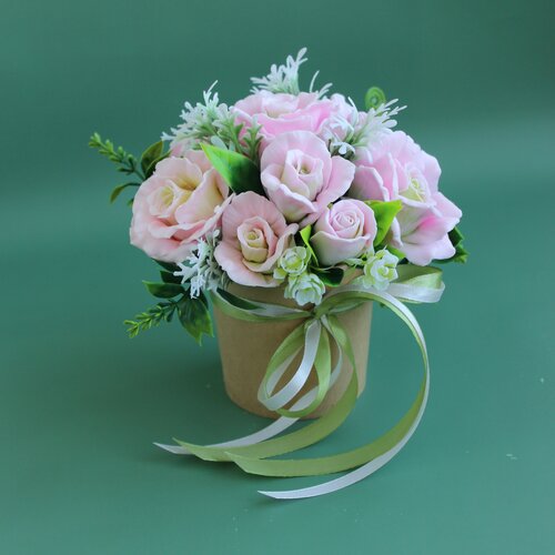 Розовые розы Букет-комплимент из мыла ручной работы Подарок на 8 марта день рождения и другие торжественные события 970₽