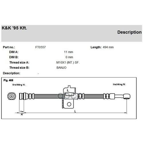 K&k шланг тормозной kia rio ii. 1.4 16v 1.5 crdi 1.6 16v 03.05-