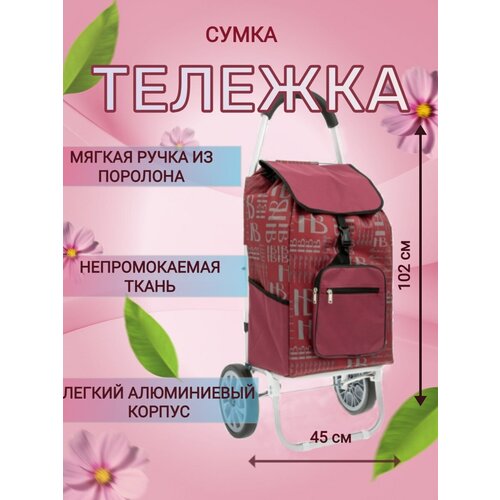 Сумка-тележка , 50 л, 35х100х45 см, ручная кладь, красный