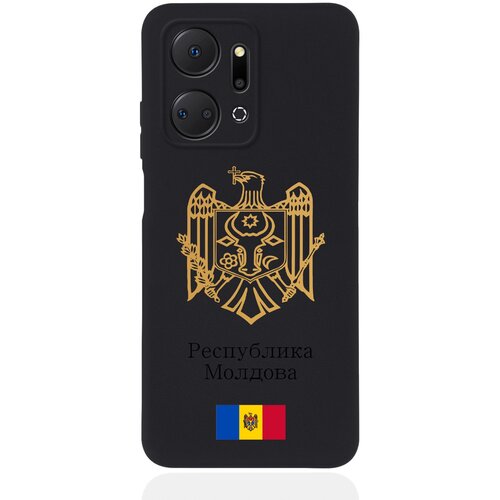 Черный силиконовый чехол SignumCase для Honor X7a Золотой Герб Республики Молдова/ Герб Молдавии черный силиконовый чехол signumcase для honor x7a черный лаковый герб республики молдова герб молдавии