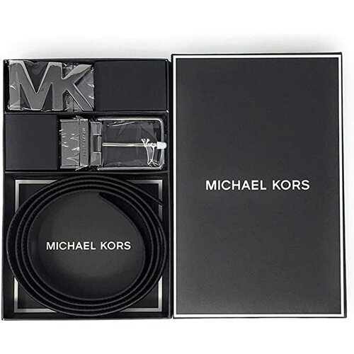 фото Ремень michael kors, натуральная кожа, металл, двусторонний, подарочная упаковка, для мужчин, размер one size, черный