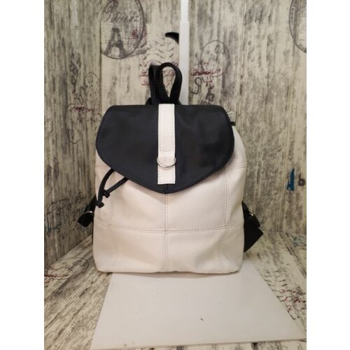 фото Рюкзак торба , натуральная кожа, внутренний карман, белый, черный elena leather bag