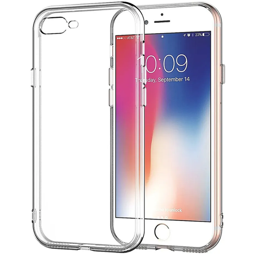 Противоударный силиконовый чехол для телефона Apple iPhone 7 Plus и 8 Plus / Тонкий чехол с защитой камеры на Эпл Айфон 7 Плюс и 8 Плюс / Прозрачный