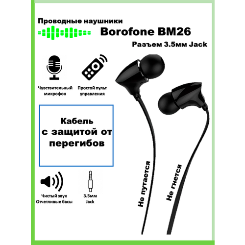Наушники проводные с микрофоном 3.5мм Borofone BM26