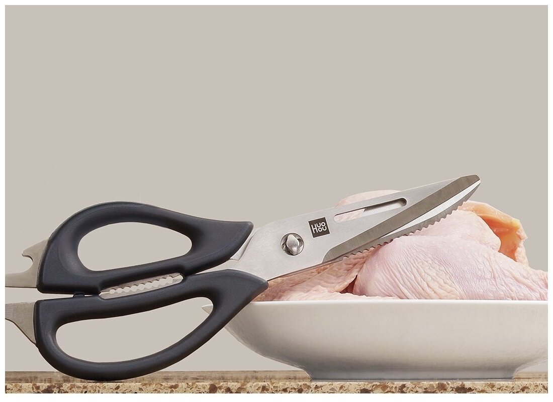 Многофункциональные кухонные ножницы HuoHou Versatile Kitchen Scissors (HU0062 Black RUS), русская версия!!!, серебристые - фотография № 8