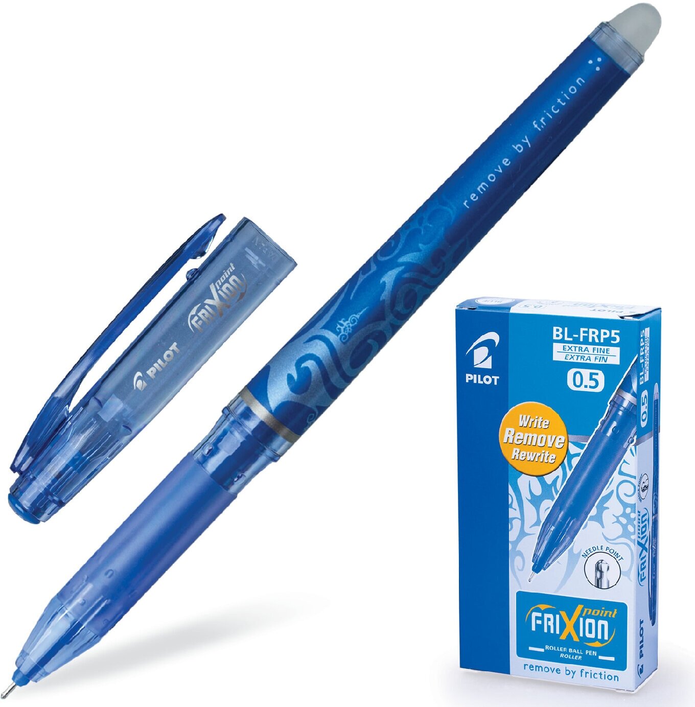 Ручка стираемая гелевая PILOT "Frixion Point", синяя, игольчатый узел 0,5 мм, линия письма 0,25 мм, BL-FRP-5