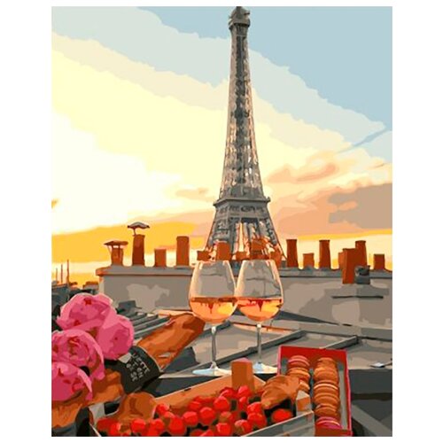 картина по номерам романтика в париже 40x50 см фрея Картина по номерам Бокалы в Париже, 40x50 см