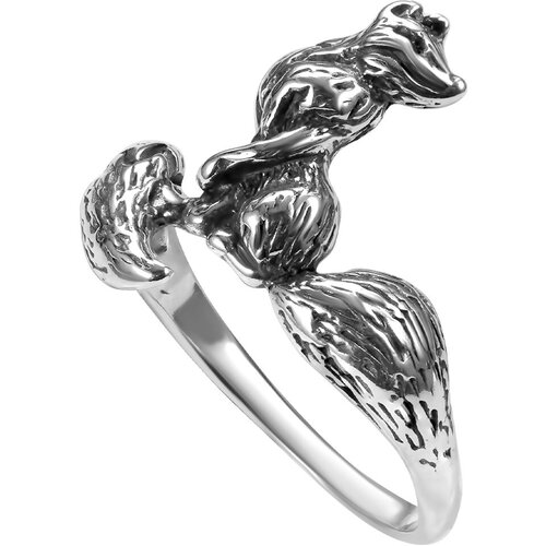 Кольцо Самородок Лиса, серебро, 925 проба, чернение, размер 16, серебряный кольцо самородок талисман с нефритом серебро 925 16 0