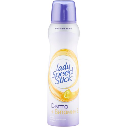 Lady Speed Stick Дезодорант-антиперспирант Derma + Витамин Е, спрей, 150 мл, 135 г, 1 шт. lady speed stick дезодорант антиперспирант derma витамин е женский спрей 2 шт по 150 мл