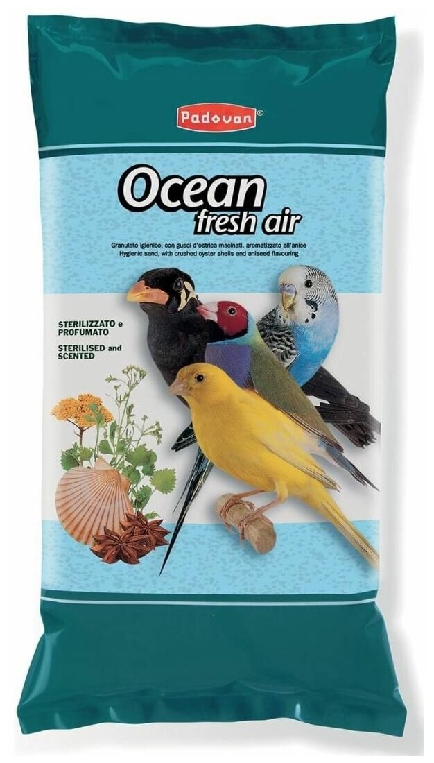 Наполнитель био-песок для декоративных птиц Padovan OCEAN fresh air 1 кг