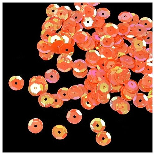 Пайетки россыпью Ideal, 8 мм, цвет: оранжевый (327), 50 грамм
