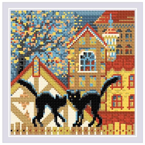 фото Набор риолис мозаичная картина арт.am0049 город и кошки. осень 20х20 см