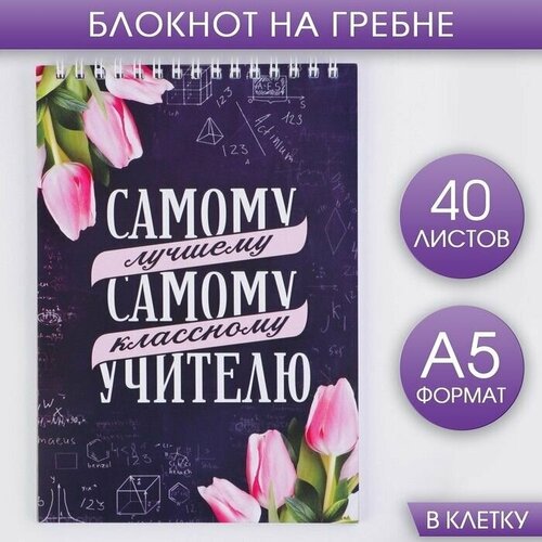 Блокнот Самому лучшему учителю на гребне, формат А5, 40 листов