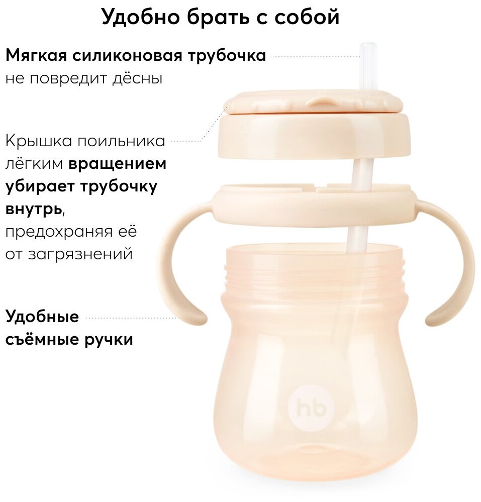Поильник с трубочкой и ручками молочный Happy Baby/Хэппи Беби 250мл Zenith Infant Product - фото №16