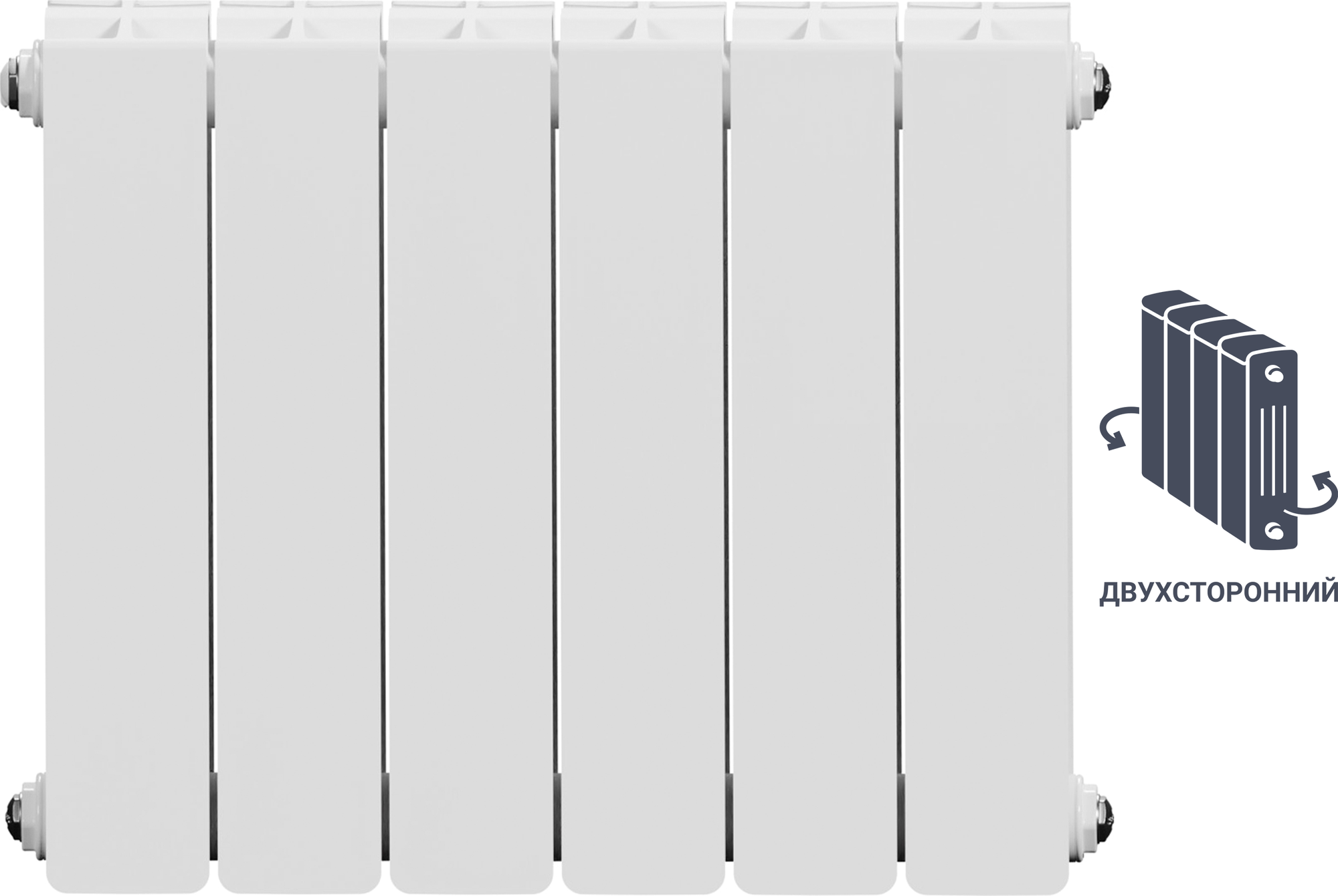Радиатор Equation 350/90 6 секций двухсторонний биметалл белый