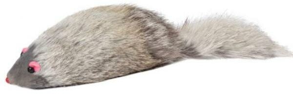 Triol Игрушка для кошек "Мышь серая с пищалкой", 9см, натуральный мех