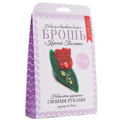 фото Нбр-18003 набор для вышивания бисером: брошь 'красный тюльпан'. mari kole