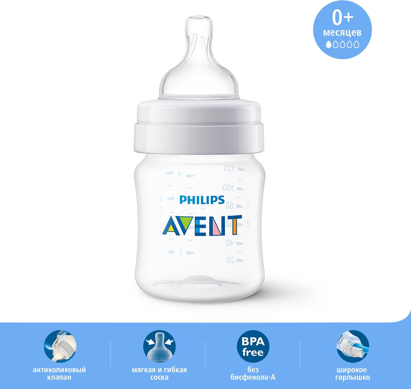 Бутылочка для кормления Philips Avent, Anti-colic, 125мл, 1шт PP