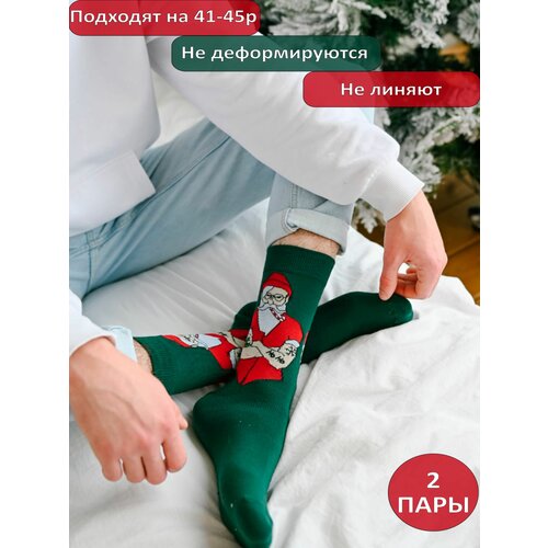 фото Мужские носки happy frensis, 2 пары, размер 41/45, зеленый