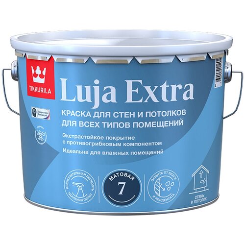 Краска для стен и потолков, Tikkurila Luja Extra, матовая, база С, бесцветная, 0,9 л