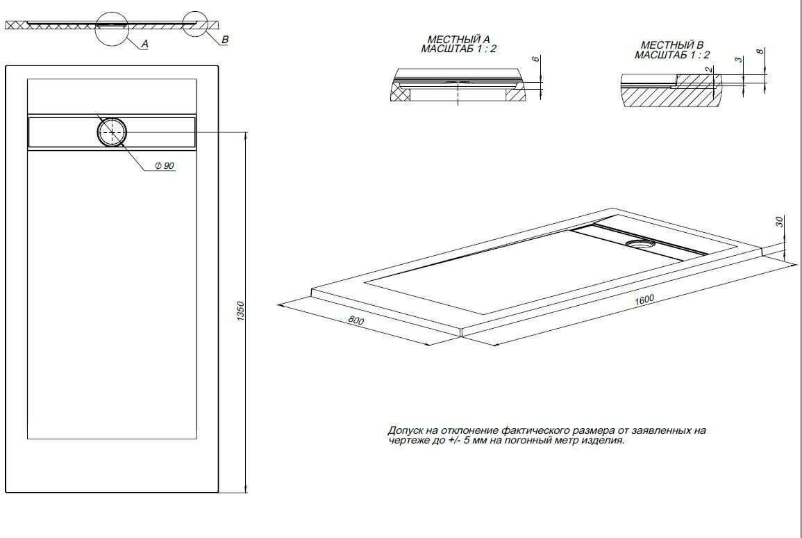 Душевой поддон Allen Brau Infinity 160x80 8.21006-CGM олива - фотография № 12