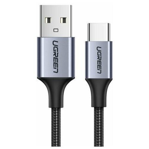 Кабель UGREEN US288 (60408) USB-A 2.0 to USB-C Cable Nickel Plating Aluminum Braid. Длина 3м. Цвет: серый космос original samsung adaptive s10 fast charger usb quick adapter 1 2 m type c cable for galaxy a50 a30 a70 s8 s9 plus note 8 9 10