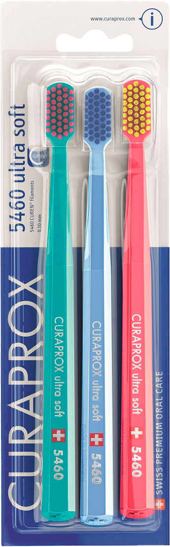 Набор зубных щеток CS 5460/3 Ultrasoft, d 0,10 мм, 3 шт, Curaprox — фото 1